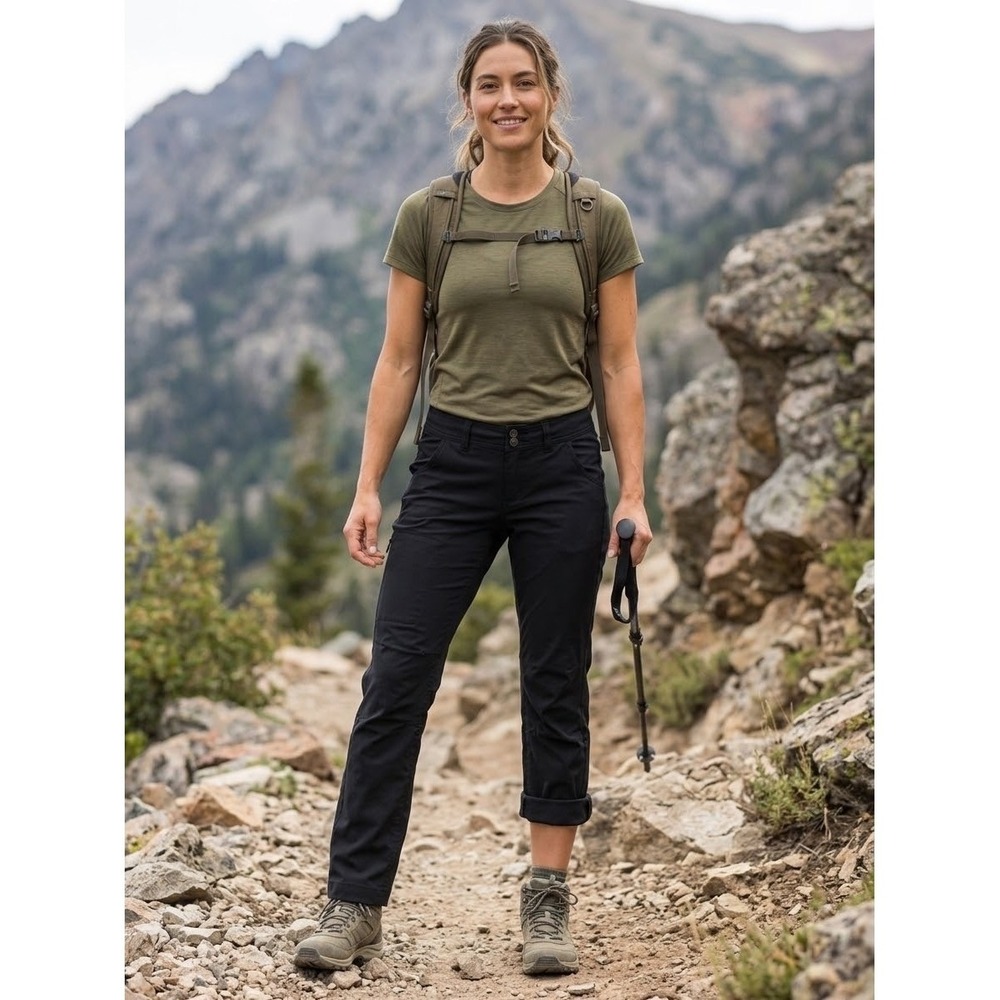Prana Halle Hiking Pants Womens 4 Short Black Zion Stretch Roll Up W4119SH23